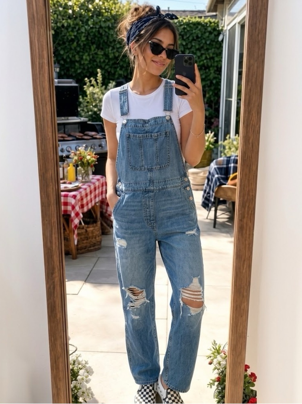 GAP Denim Overalls Size Small Distressed Ripped Boyfriend Fit 100% Cotton Fall